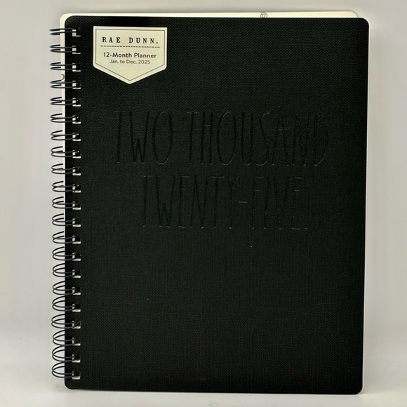 Rae Dunn 2025 Planner 12 month Planner Journal Soft Leather Cover Black - Picture 1 of 11